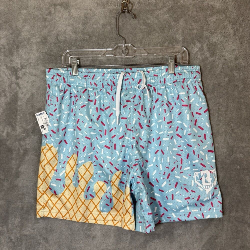 Baseball Lifestyle 101 Men L Blue Yellow Ice Cream Cotton Candy Mesh B101 B 101